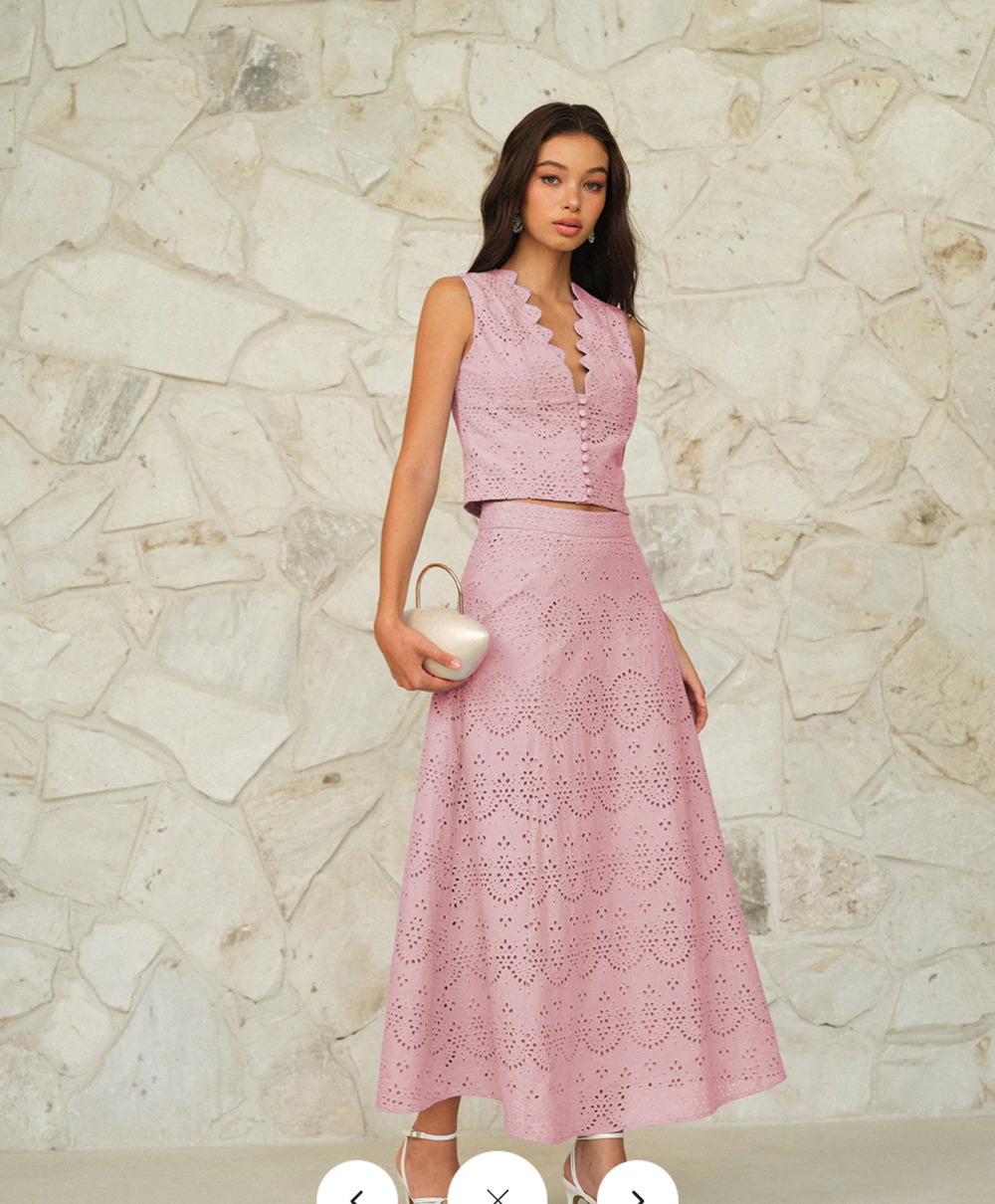 NWT Commense Eyelet Pattern Maxi Skirt Sz M